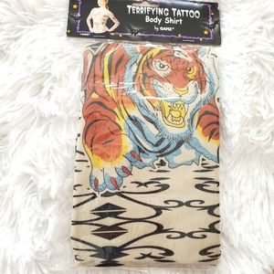 New Tattoo Tiger Mesh Shirt Costume Halloween Cosplay